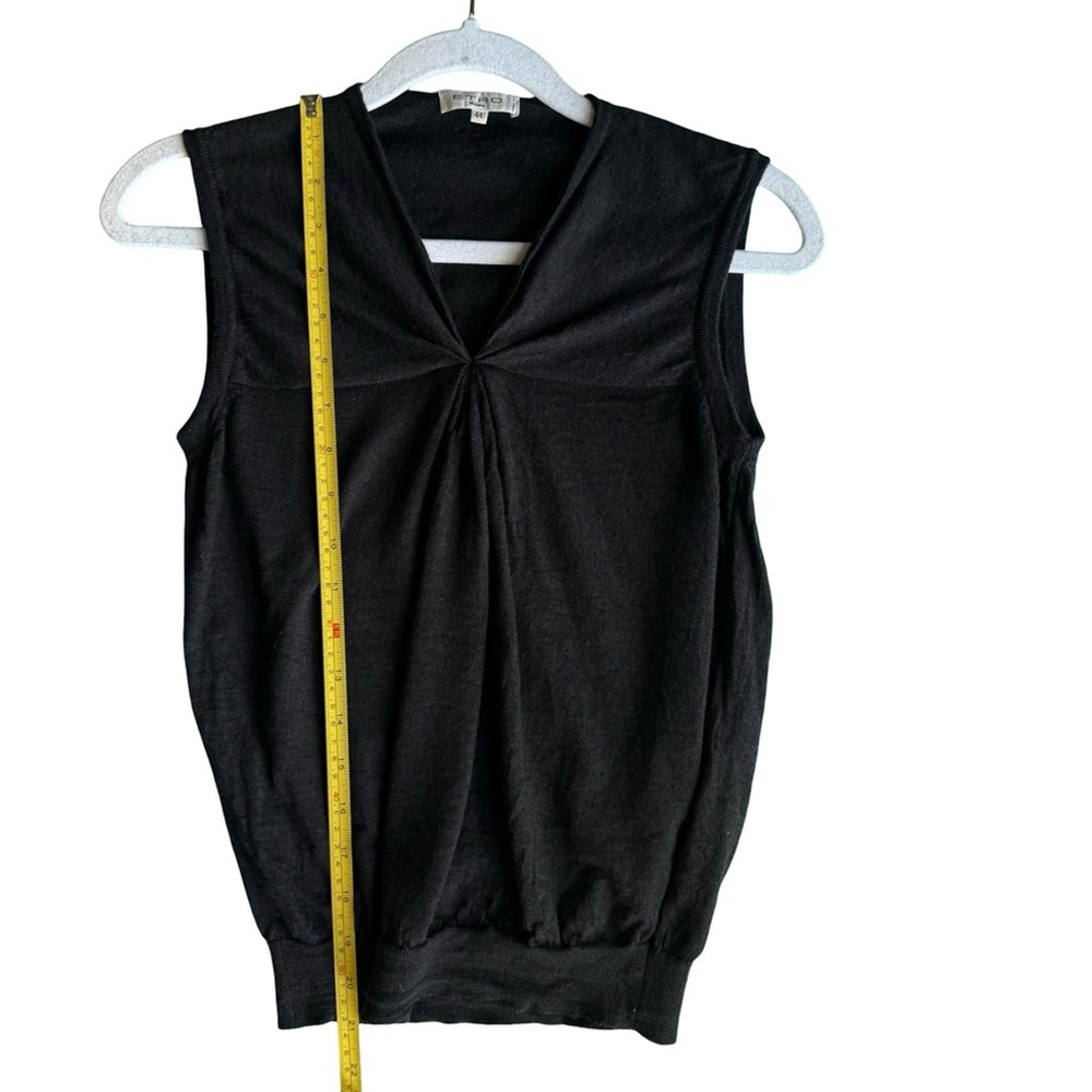 Etro Milano Black Sleeveless Cashmere Silk Blend Blouse Tank Top Size 44 8-10 - Picture 8 of 12
